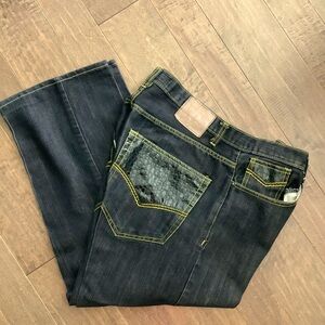 Red Ape Authentic Black 5 Pocket Wide Leg Jeans, Size 40